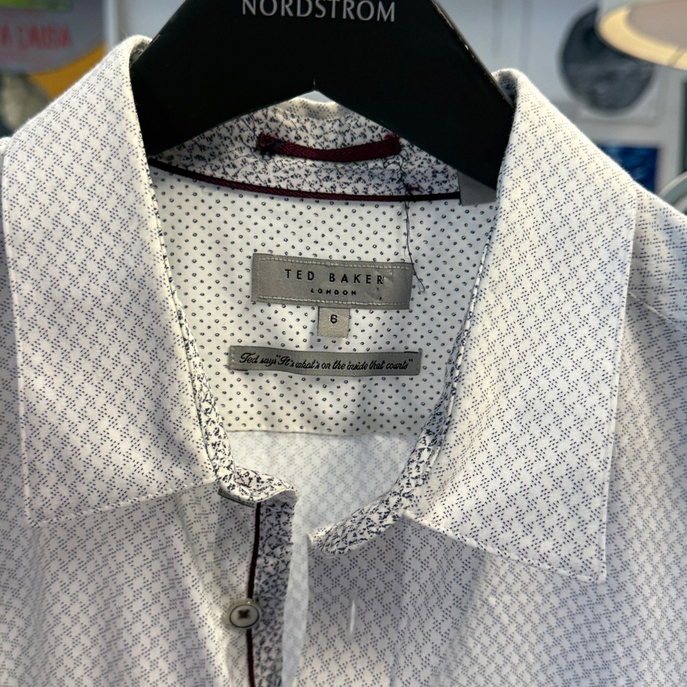 Ted Baker London Light Gray Patterned Button-Down… - image 2